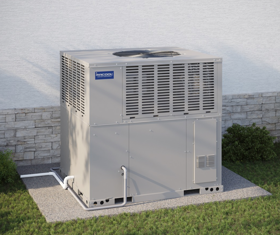 MRCOOL VersaPro Package Gas picture of it install outside of house.