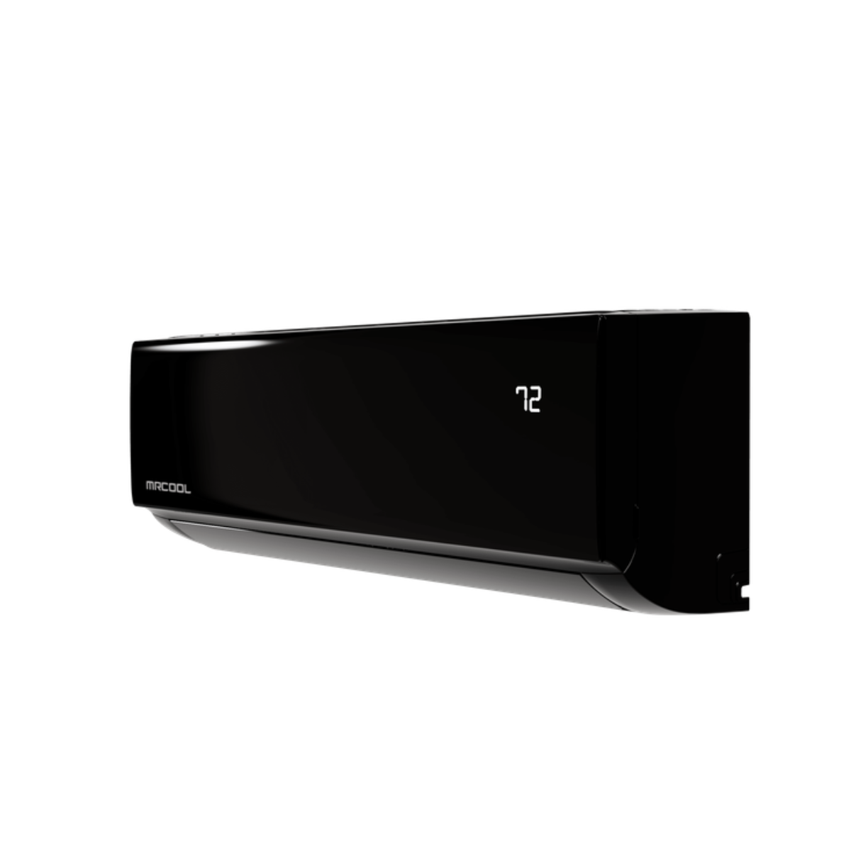 MRCOOL black wall mounted mini split air handler 12K BTU DIYS-12-HP-B-WMAH-115A13-O Left side angel view front and side white background 