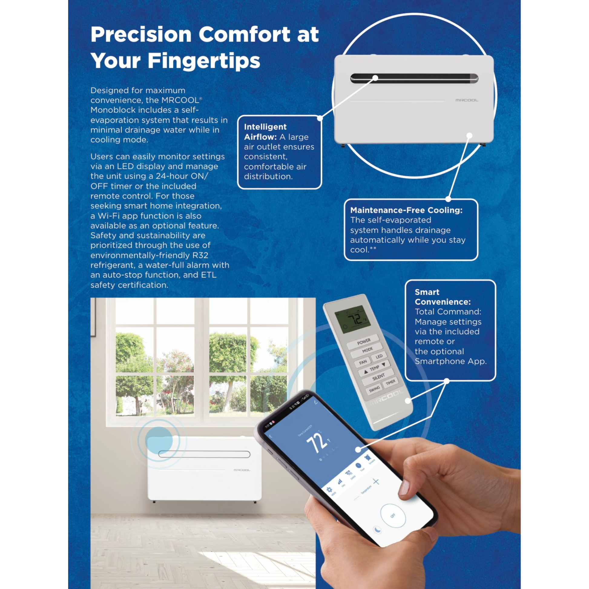 MRCOOL MTHP wall mounted inverter heating and cooling system Remote control info sheet photo 