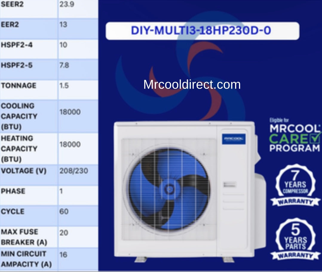 MRCOOL DIY Multi 1.5 ton outdoor condenser specs