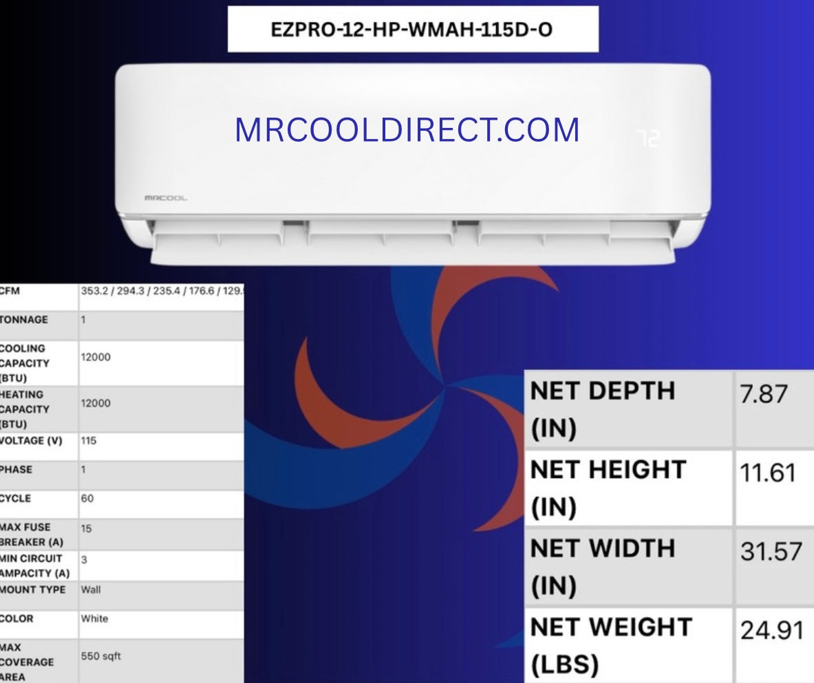 MRCOOL DIY 5th Gen EasyPro 12K BTU Single Zone Mini Split Complete System 115V with 16 ft. DIY Quick Connect Line Set and DIYPRO Cable, EZPRO-12-HP-11516D-O