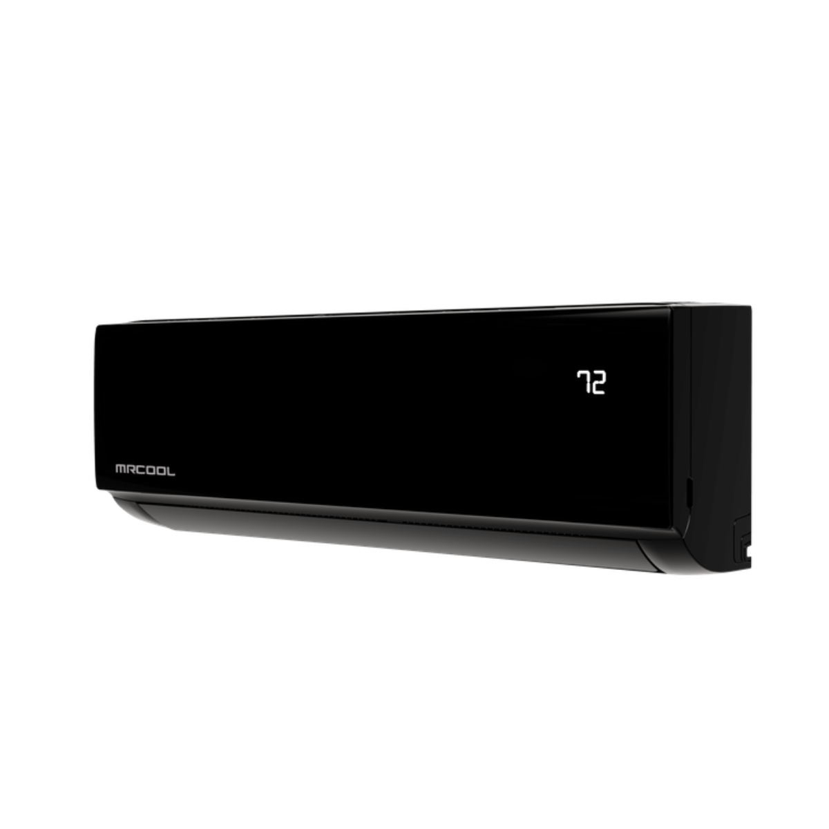 MRCOOL black wall mounted 18K BTU mini split air handler  side and front view DIYS-18-HP-B-WMAH-230A13-O 