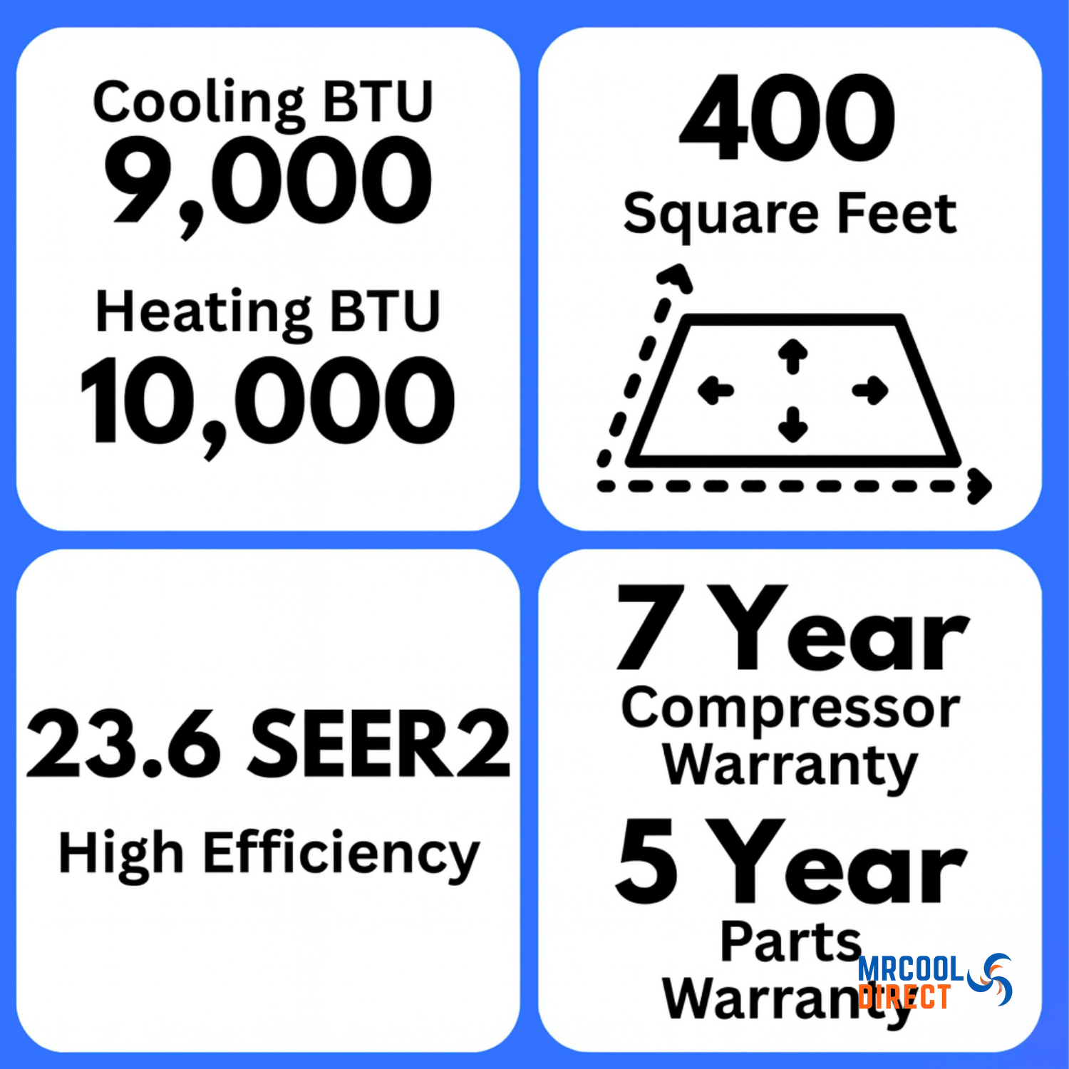MRCOOL DIY-09-HP-WM-115D25-O 9K BTU spec sheet photo 