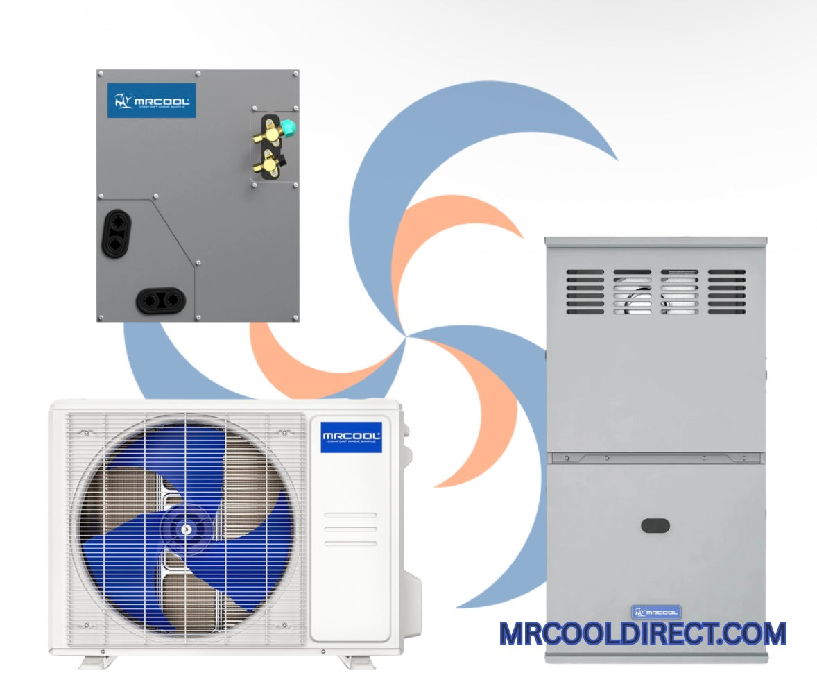 MRCOOL® 2 Ton Central Hyper Heat Air Conditioner and 80% AFUE, 40K BTU 14.5" Gas Furnace Split System - Upflow, Horizontal, or Downflow
