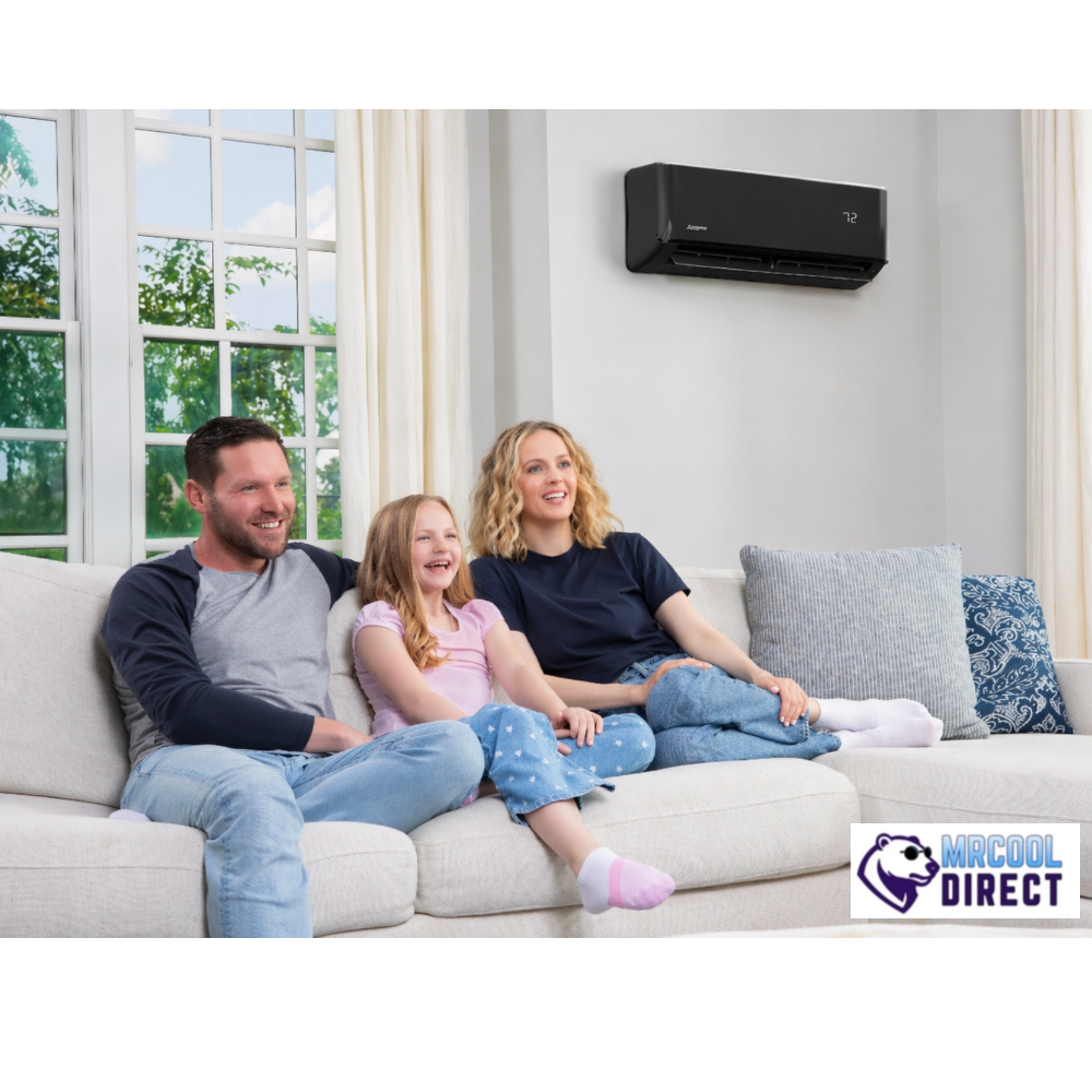 Mrcool DIY select black wall mount air handler install indoors on wall view 