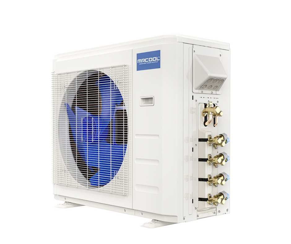 MRCOOL Multi zone 4 port side angel view of quick connect ports 