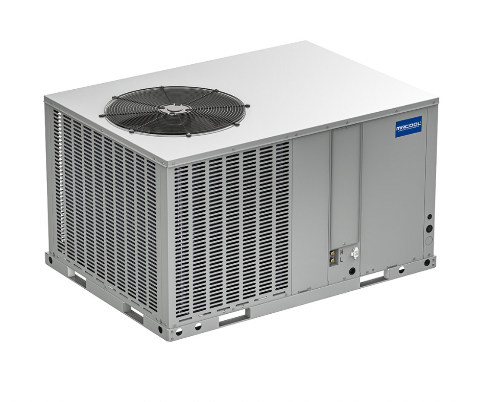 MRCOOL MPH241HO13C packaged HVAC heat pump system Top and side view 