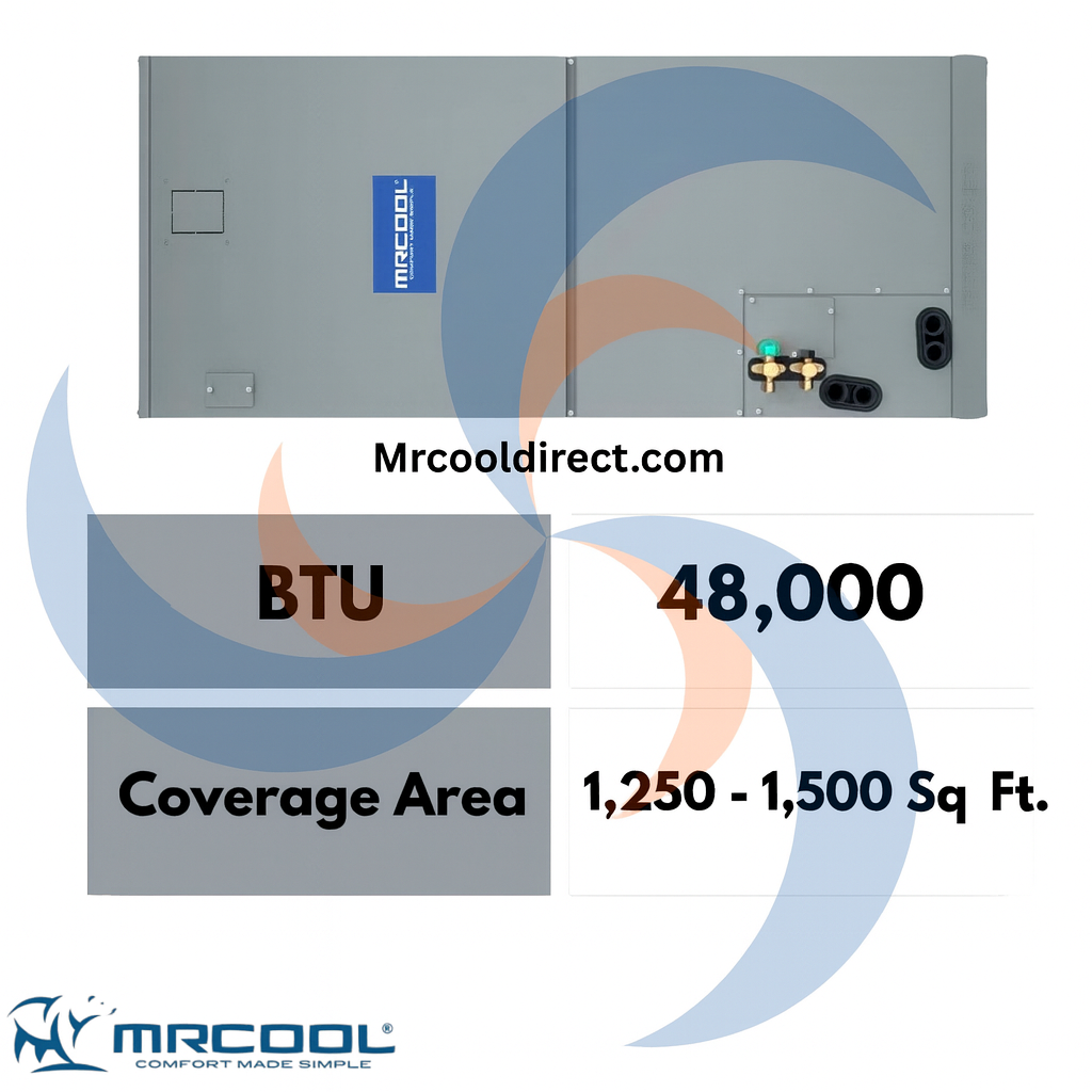 BTU and sqft  of MRCOOL CENTRAL-48-HP-230B00-O 4 Ton Heat Pump System
