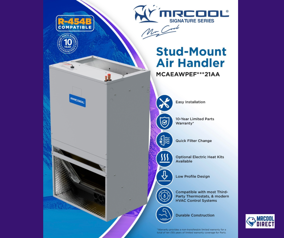 MRCOOL® Signature Series 30,000 BTU Stud-Mount Air Handler 2.5 Ton R-454B ECM — MCAEAWPEF30E21AA