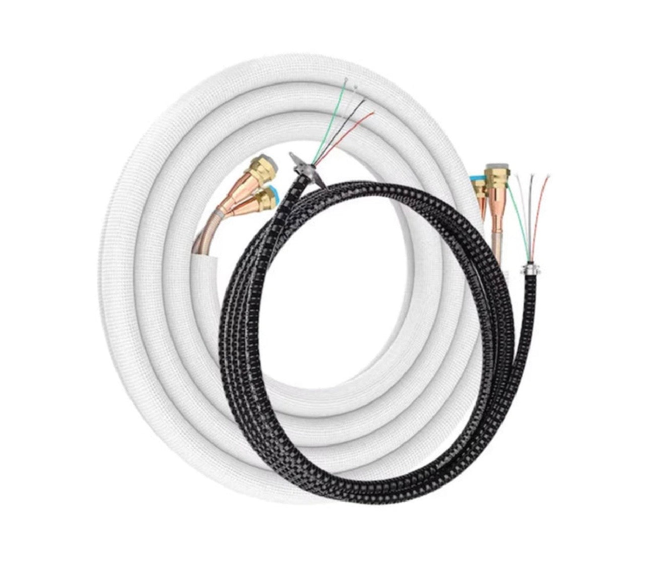 MRCOOL DIY 5th Gen r-454b refrigerant pre charged line set with communication wire  on white background. 