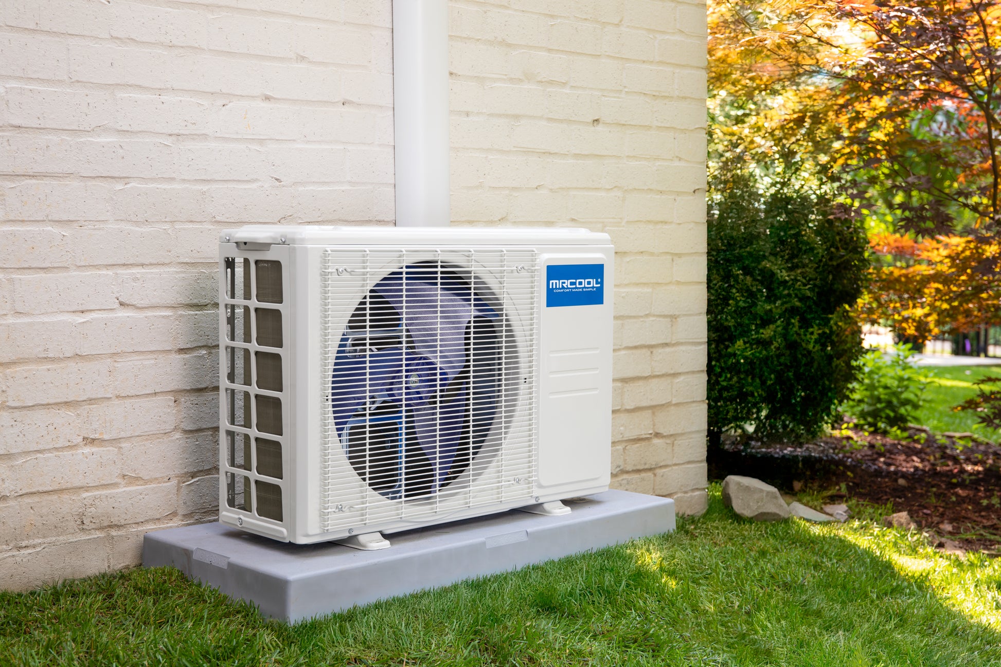 MRCOOL DIY select condenser outdoor unit heat pump system installed picture 