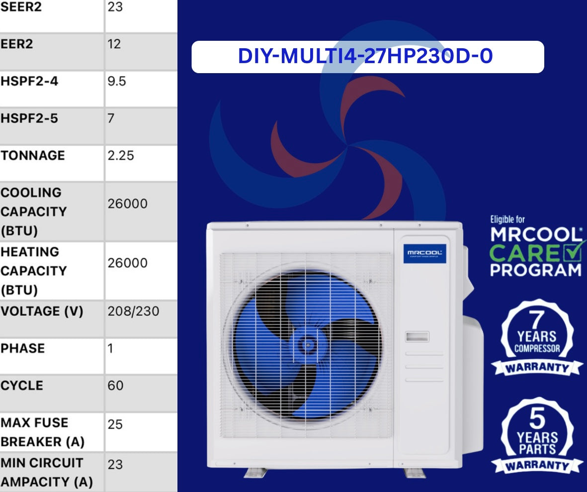 DIY-MULTI4-27HP230D-O 27K Multi Zone Condenser  Spec sheet 