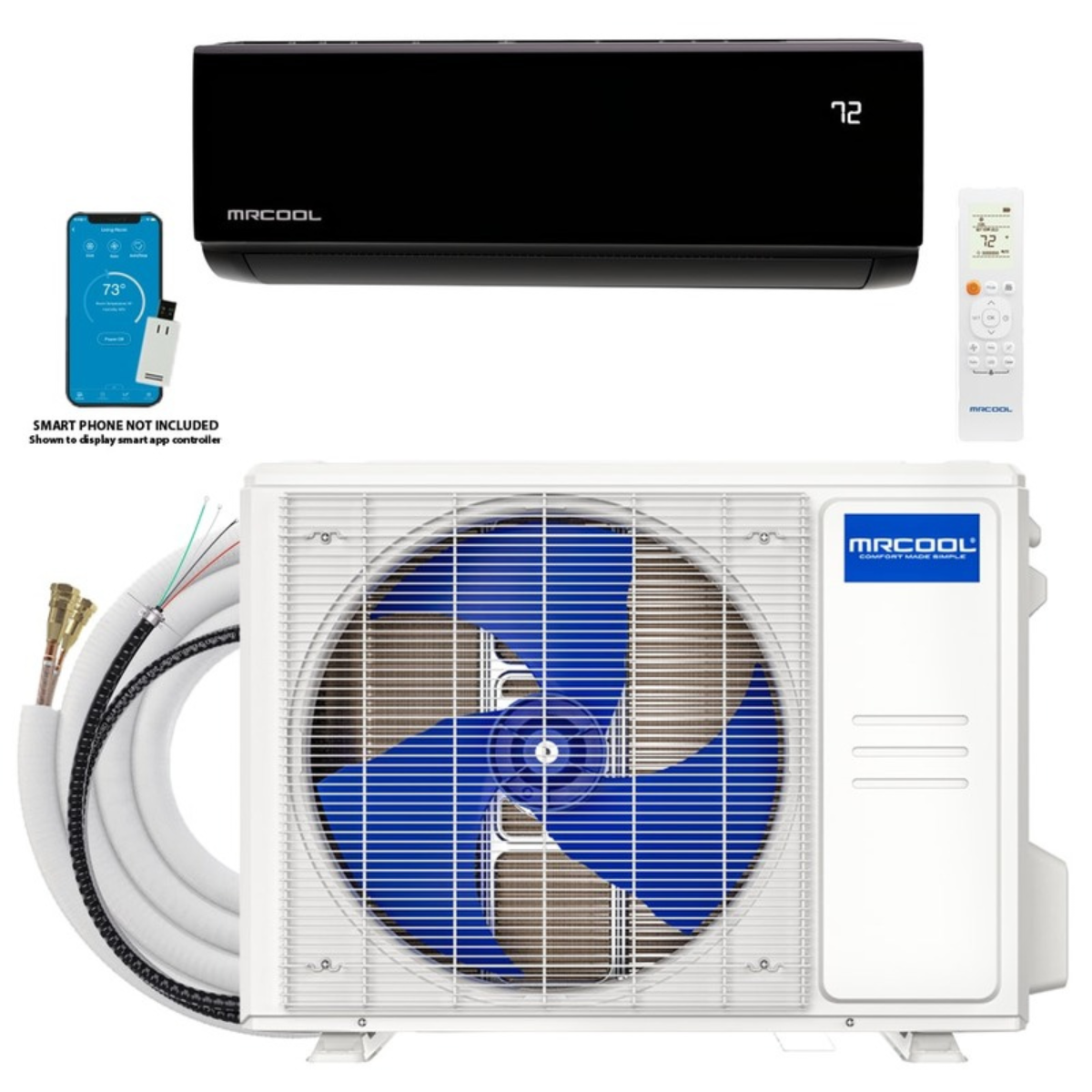 MRCOOL DIY Select 9K BTU black mini split system 115V condenser and air handler