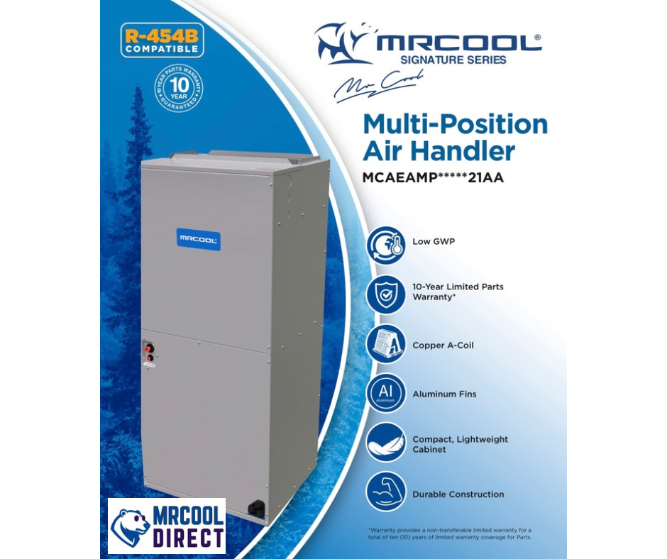 MRCOOL Signature air handler specifications label
