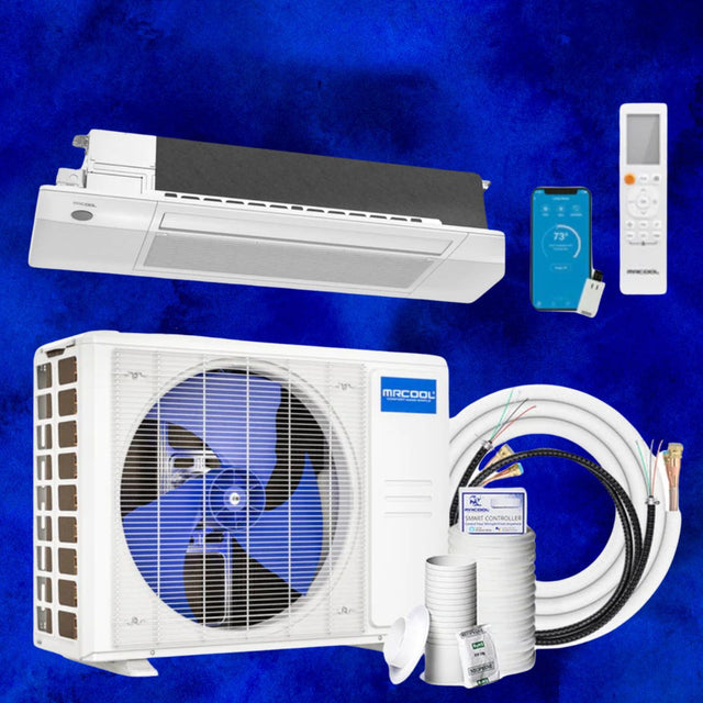 MRCOOL DIY Mini Split - 18,000 BTU Single Zone Ceiling Cassette Ductless Air Conditioner and Heat Pump with 25 ft. Install Kit, DIY-18-HP-CASS-230C25