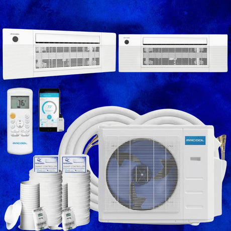 MRCOOL DIY Mini Split - 21,000 BTU 2 Zone Ceiling Cassette Ductless Air Conditioner and Heat Pump with 16 ft. and 25 ft. Install Kit, DIYM227HPC00C01