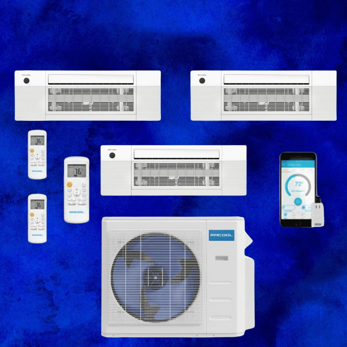 MRCOOL DIY Mini Split - 33,000 BTU 3 Zone Ceiling Cassette Ductless Air Conditioner and Heat Pump with 25 ft. Install Kit, DIYM336HPC03C28