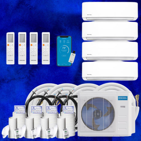 MRCOOL DIY Mini Split - 36,000 BTU 4 Zone Ductless Air Conditioner and Heat Pump with 25 ft. Install Kit, DIYM436HPW00C84