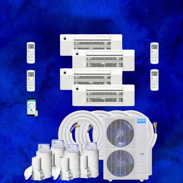 MRCOOL DIY Mini Split - 39,000 BTU 4 Zone Ceiling Cassette Ductless Air Conditioner and Heat Pump with 16 ft. Install Kit, DIYM448HPC00C00