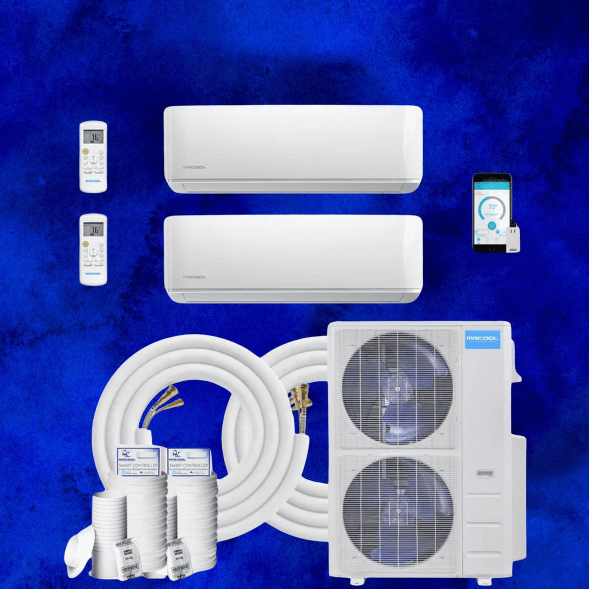 MRCOOL DIY Mini Split - 42,000 BTU 2 Zone Ductless Air Conditioner and Heat Pump with 16 ft. Install Kit, DIYM248HPW00C00