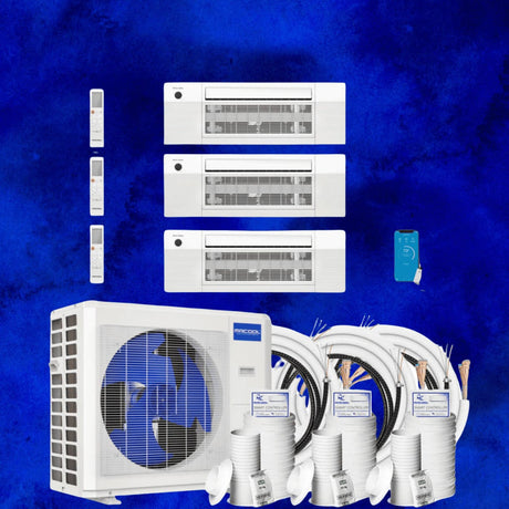 MRCOOL DIY Mini Split - 42,000 BTU 3 Zone Ceiling Cassette Ductless Air Conditioner and Heat Pump with 35 ft. Install Kit, DIYM348HPC00C49