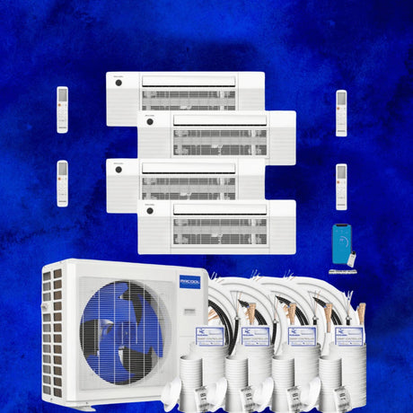 MRCOOL DIY Mini Split - 48,000 BTU 4 Zone Ceiling Cassette Ductless Air Conditioner and Heat Pump with 35 ft. Install Kit, DIYM448HPC04C140