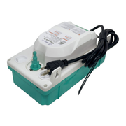 CoolGuard TMT24WS100 Tranquil T condensate pump with automatic optical-level sensor, 24-foot lift, universal 100–240V power, quiet operation under 30 dBA, LED status indicators, dual alarm capability, and 6-foot power cord for mini split systems, air handlers, fan coils, evaporator coils, and heat pumps.