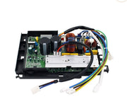 Genuine MRCOOL 24K outdoor condenser control board, OEM part 17222000037115, for DIY-24-HP-C-230C25 heat pump, top view showing circuit board, capacitors, copper coils, heat sink, and wiring connections.