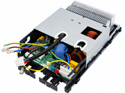 Genuine MRCOOL replacement control board part 17222000035625 for A-18-HP-C-230B ductless heat pump condenser, showing electronic components, wiring connections, metal housing, and aluminum heat sink.