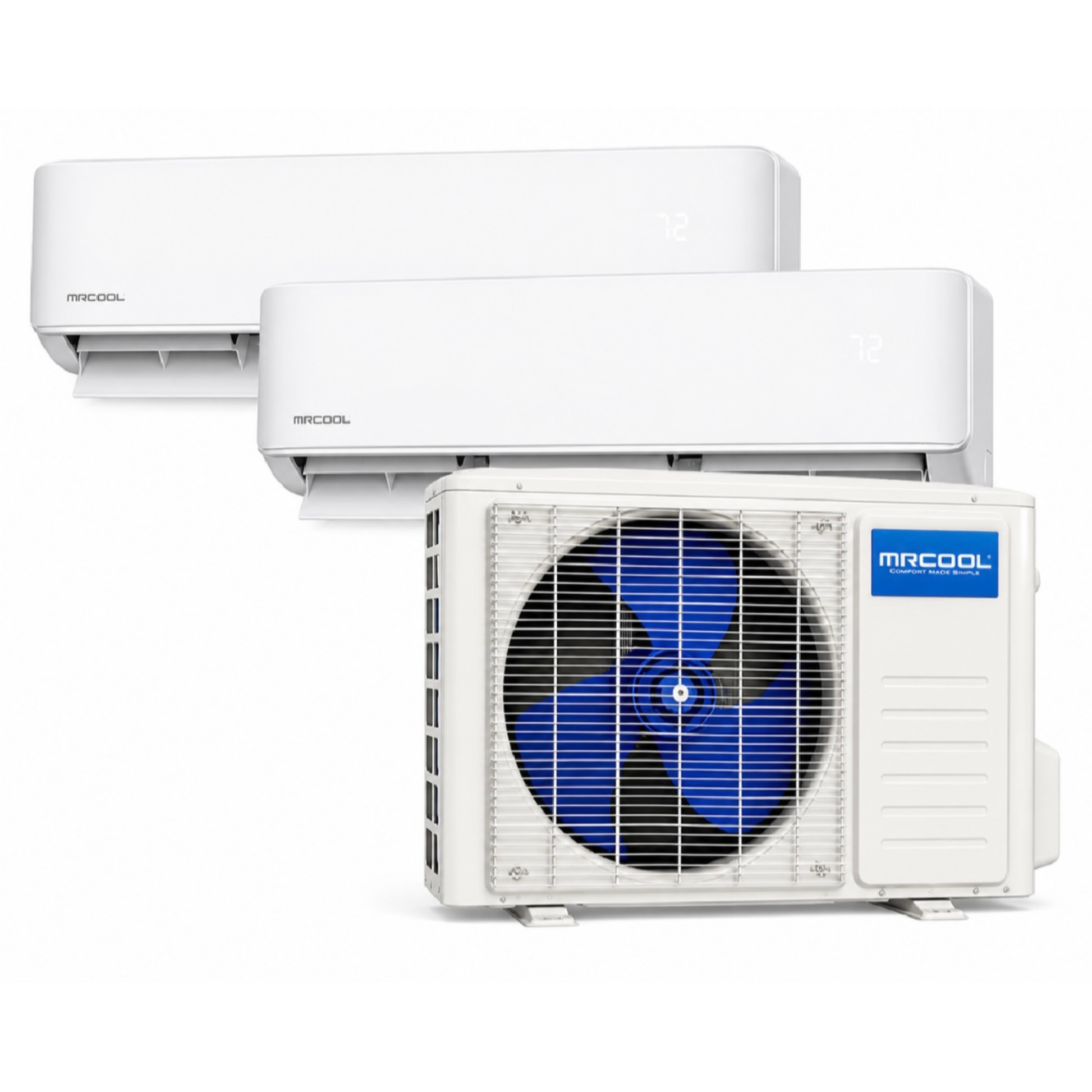 MRCOOL DIY 5th Gen 27000 BTU 2 Zone Mini Split System DIYM227HPW01D07 with 6K and 18K Air Handlers and 25 ft QuickConnect Line Sets