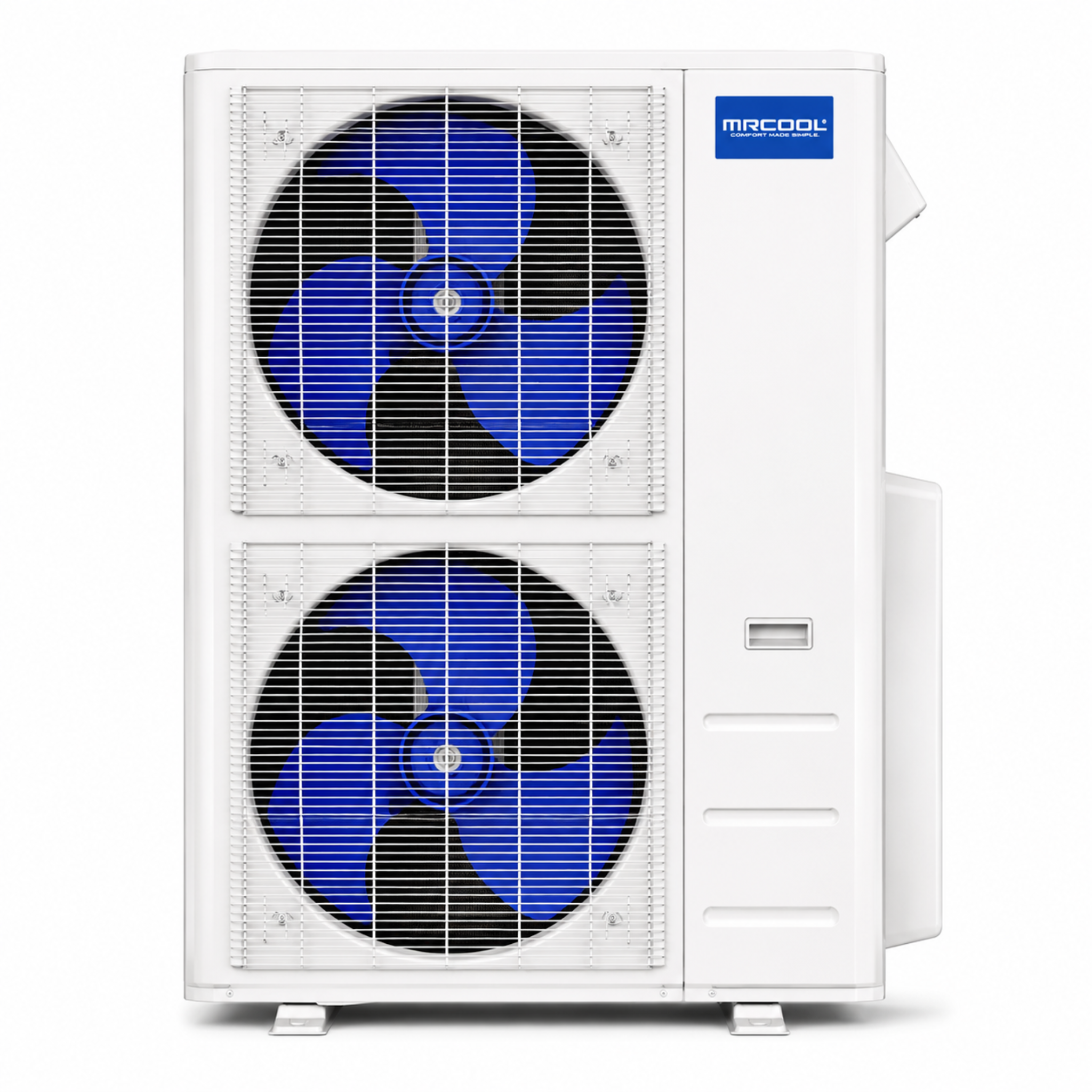 MRCOOL DIY 5th Gen 48,000 BTU 6-zone outdoor mini split condenser with dual inverter fans and energy efficient heat pump technology on white background. DIY-MULTI6-48HP230D-O 
