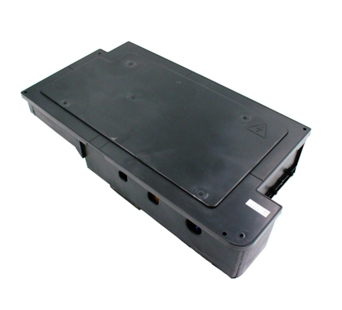 Angled bottom view of MRCOOL OEM electronic control box subassembly, part 17222300002428, for DIY-MULTI3-27HP230 multi-zone heat pump condenser, showing black protective housing and mounting points.