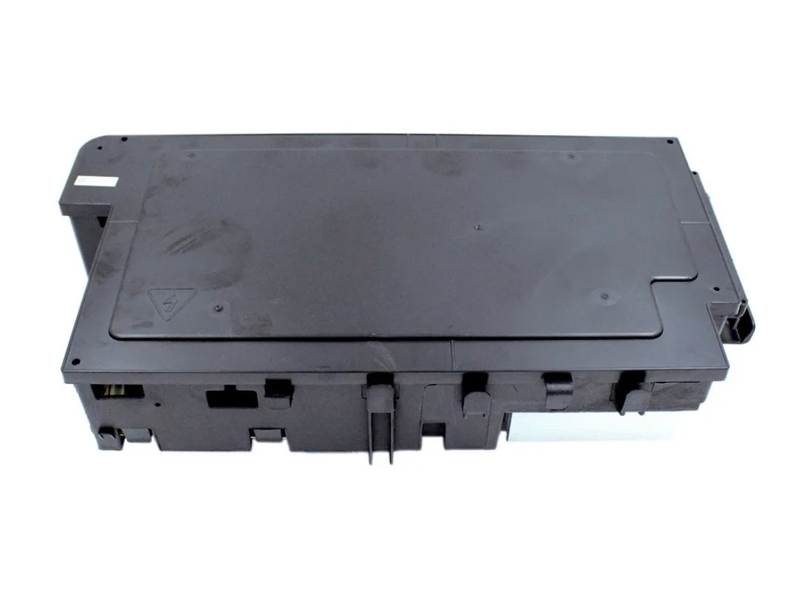 Bottom side view of MRCOOL OEM electronic control box subassembly, part 17222300002929, for DIY-MULTI3-27HP230C 27,000 BTU multi-zone heat pump condenser, showing black protective housing, mounting points, and electrical connection openings.