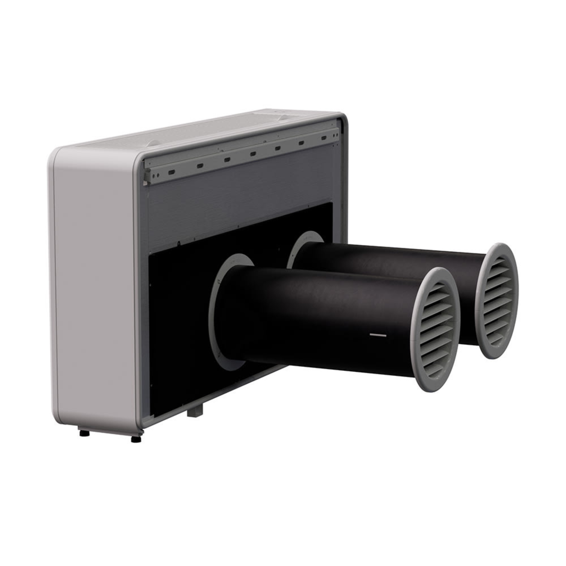 10,000 BTU MRCOOL Monoblock WiFi HVAC system side angle back view 