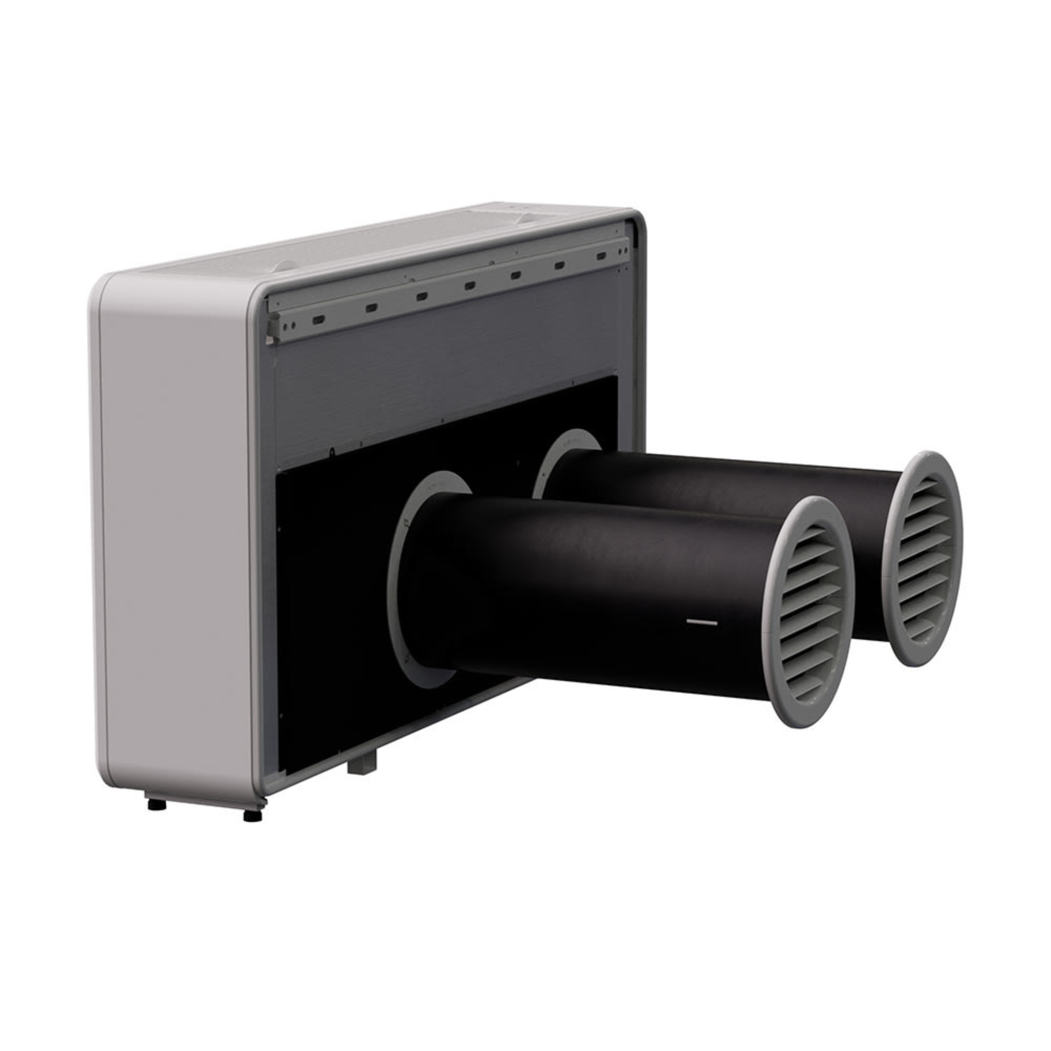 10,000 BTU MRCOOL Monoblock WiFi HVAC system side angle back view 