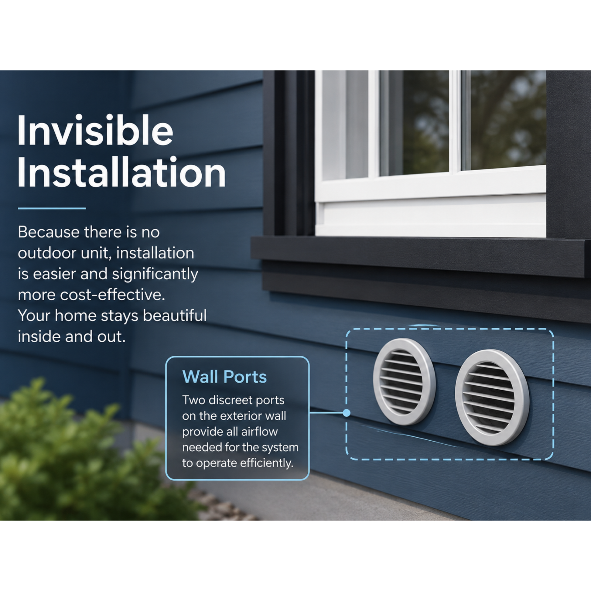 MRCOOL MTHP wall mounted inverter heating and cooling system Showing the ports installed that go outside. With little info on what they are for 