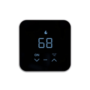 MRCOOL smart thermostat with black touchscreen display showing temperature controls and modern HVAC smart home interface for heating and cooling systems. MST07