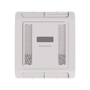 MRCOOL® TravelCool™ RV ductless interior air distribution kit ceiling assembly for compatible TravelCool™ inverter rooftop heat pump systems, featuring a low-profile non-ducted ceiling design with adjustable airflow louvers, integrated controls, WiFi compatibility, and modern RV interior styling, Model MLRDK.