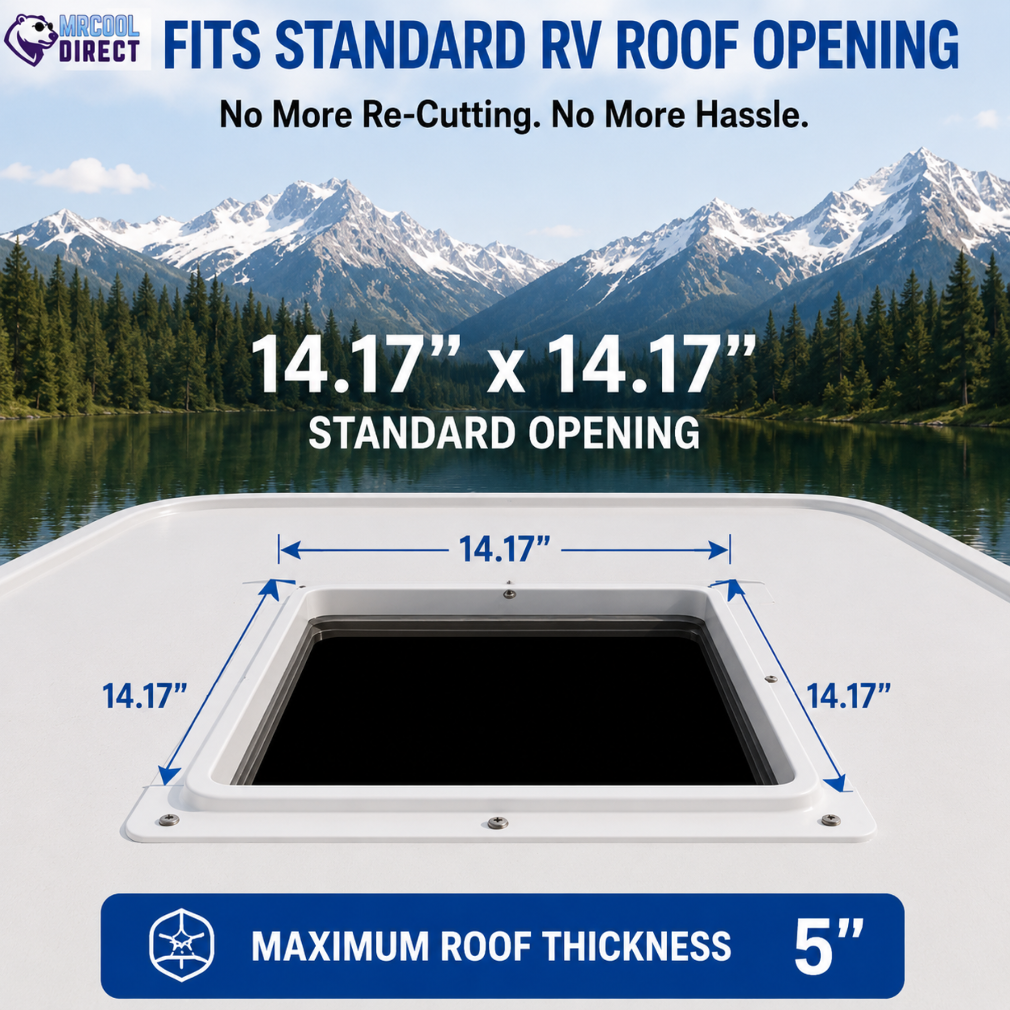 An informational graphic showing a 14.17 x 14.