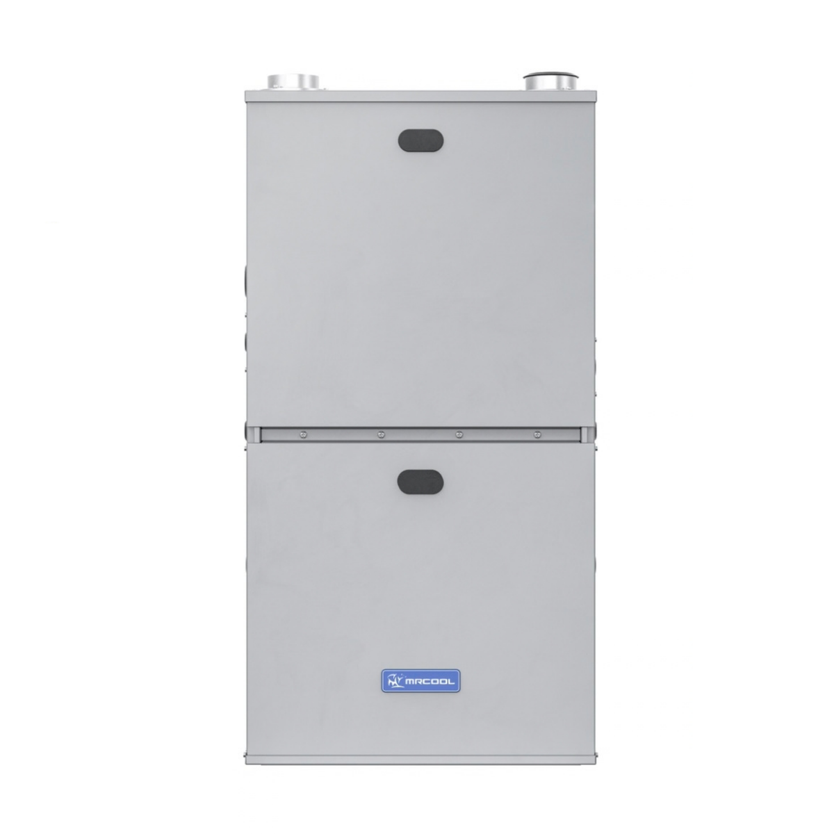 MRCOOL VersaPro 80,000 BTU 96% AFUE two-stage gas furnace front view for dual fuel central ducted HVAC system