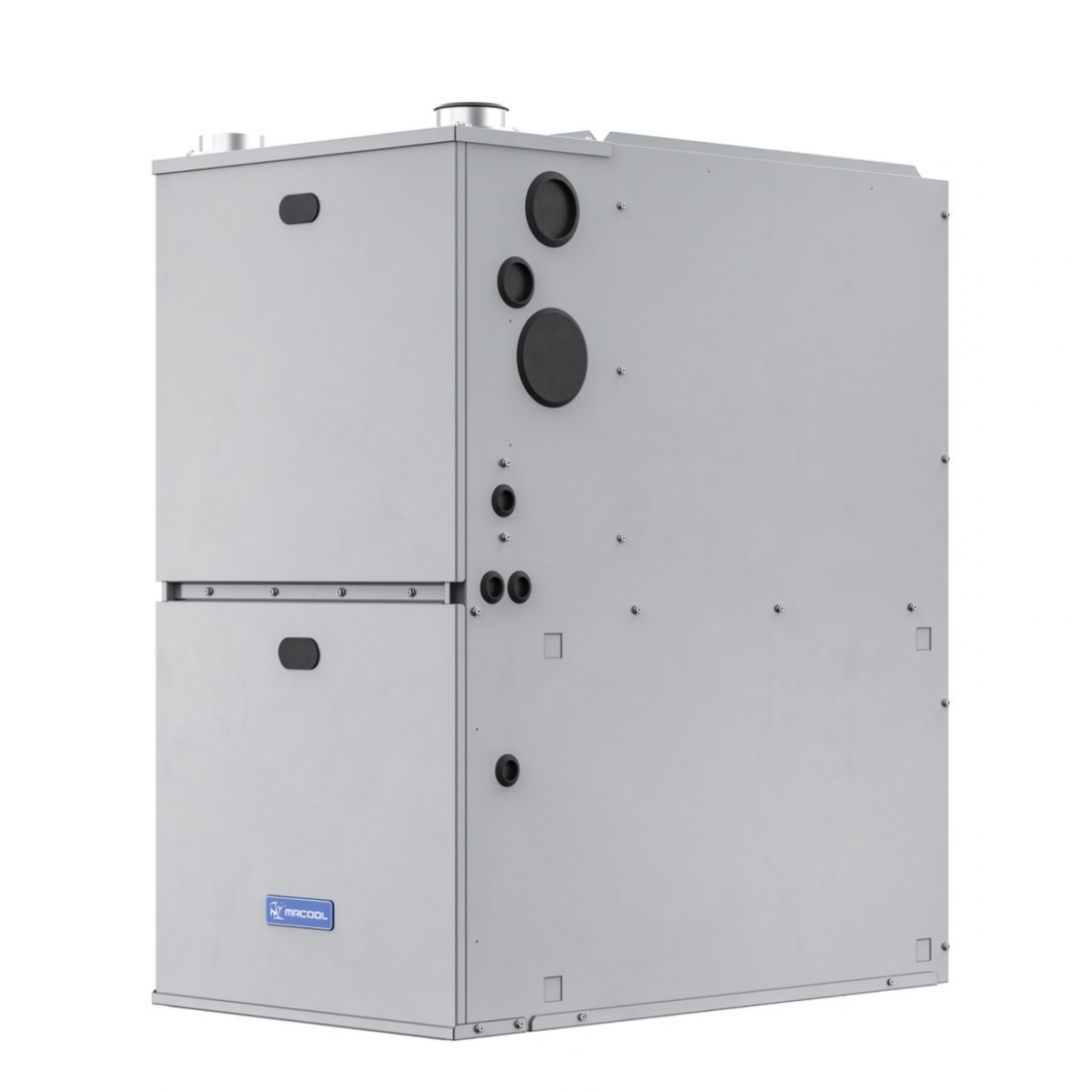 MRCOOL VersaPro 80,000 BTU 96% AFUE two-stage gas furnace MGM96EE080B3NB angled side view