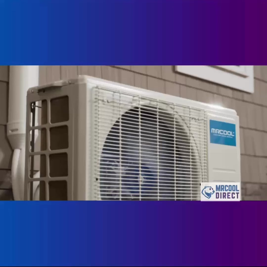 Load video: MRCOOL DIY® 5th Gen E Star 9,000 BTU Single Zone Mini Split Complete System with 25ft. Line Set 115V, DIY-09-HP-WM-115D25-O